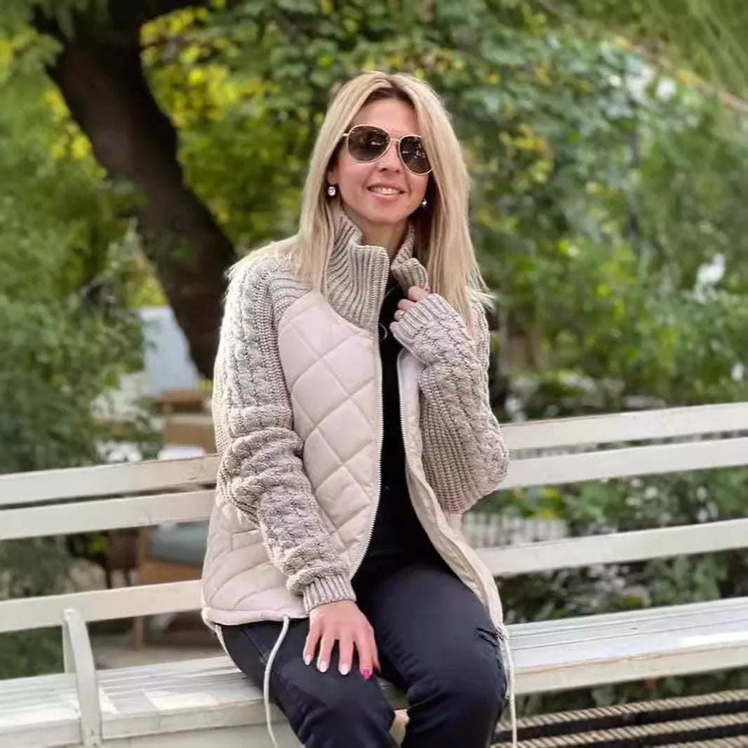 Leontine Patchwork Quilted Puffer Jacket for Women