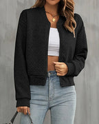 Diana | Ribbed Trim Bomber Jacket with Zip Front for Women