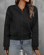 Diana | Ribbed Trim Bomber Jacket with Zip Front for Women