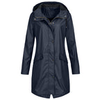 Frieke | Hooded Longline Raincoat with Windproof Design for Women
