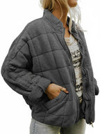 Irina | Quilted Stand Collar Zip-Front Jacket for Women