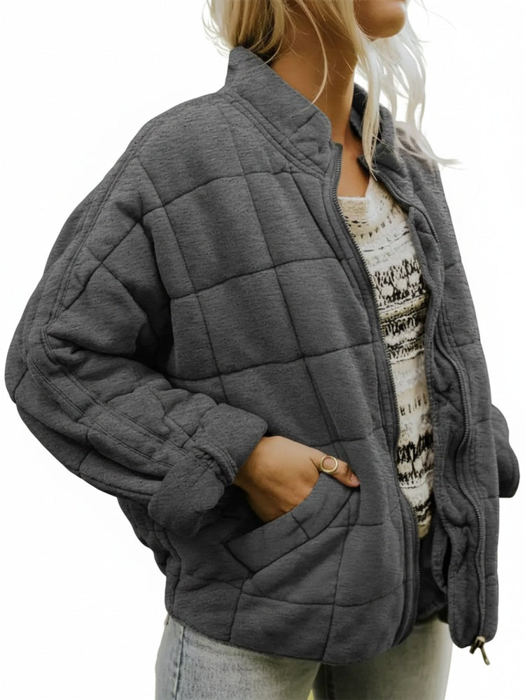 Irina | Quilted Stand Collar Zip-Front Jacket for Women