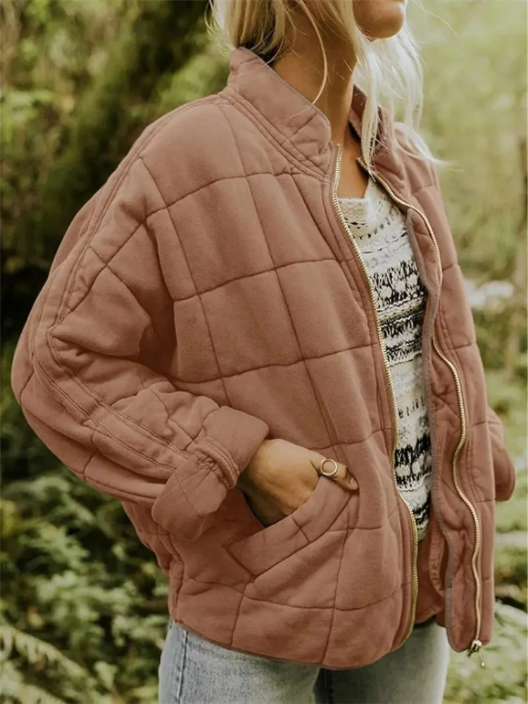 Irina | Quilted Stand Collar Zip-Front Jacket for Women