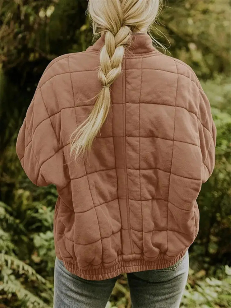 Irina | Quilted Stand Collar Zip-Front Jacket for Women