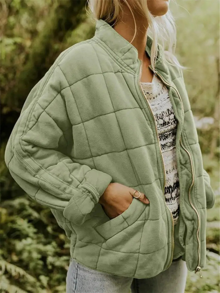 Irina | Quilted Stand Collar Zip-Front Jacket for Women