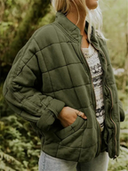 Irina | Quilted Stand Collar Zip-Front Jacket for Women