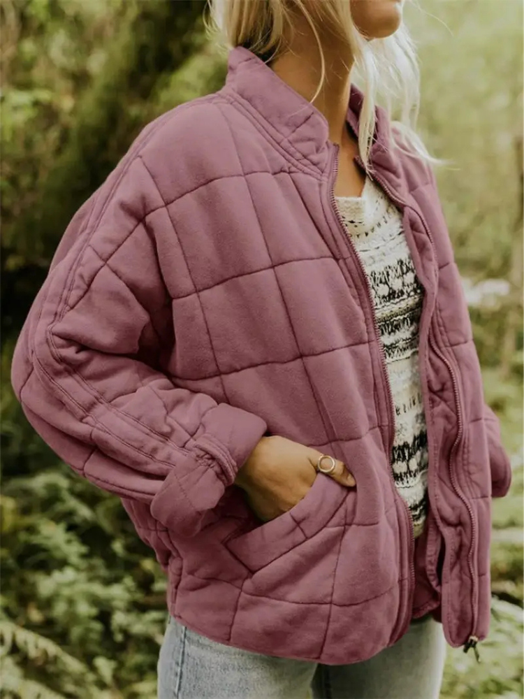 Irina | Quilted Stand Collar Zip-Front Jacket for Women
