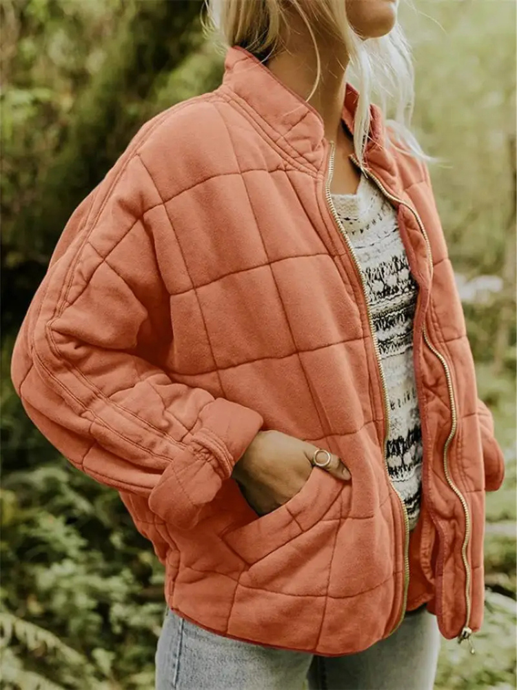 Irina | Quilted Stand Collar Zip-Front Jacket for Women