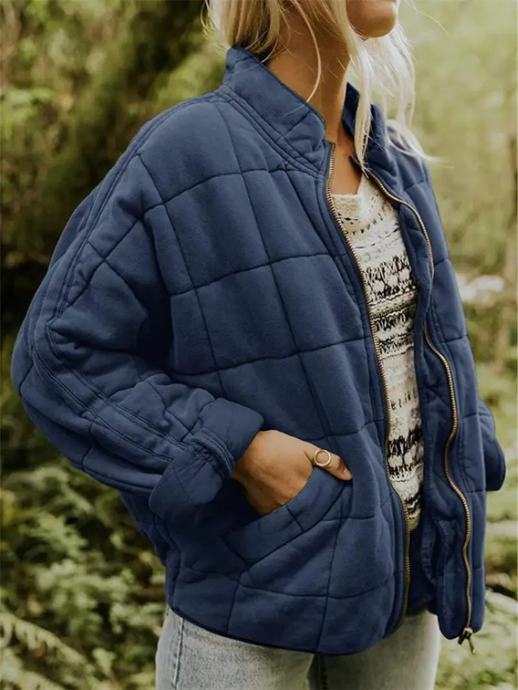 Irina | Quilted Stand Collar Zip-Front Jacket for Women