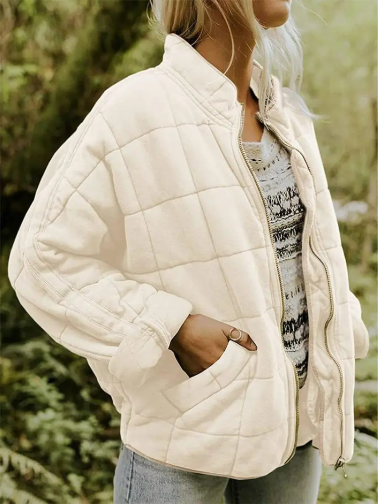 Irina | Quilted Stand Collar Zip-Front Jacket for Women