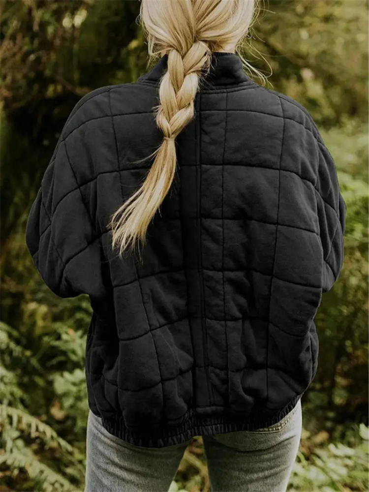 Irina | Quilted Stand Collar Zip-Front Jacket for Women