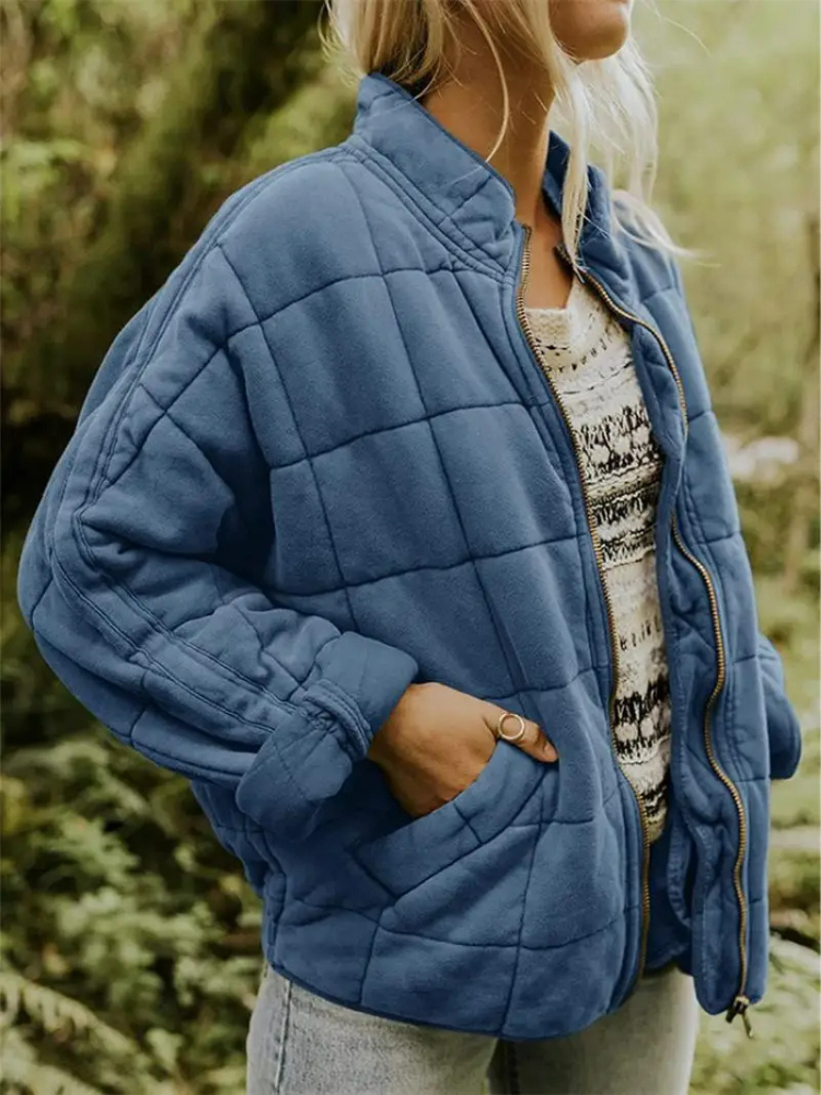 Irina | Quilted Stand Collar Zip-Front Jacket for Women