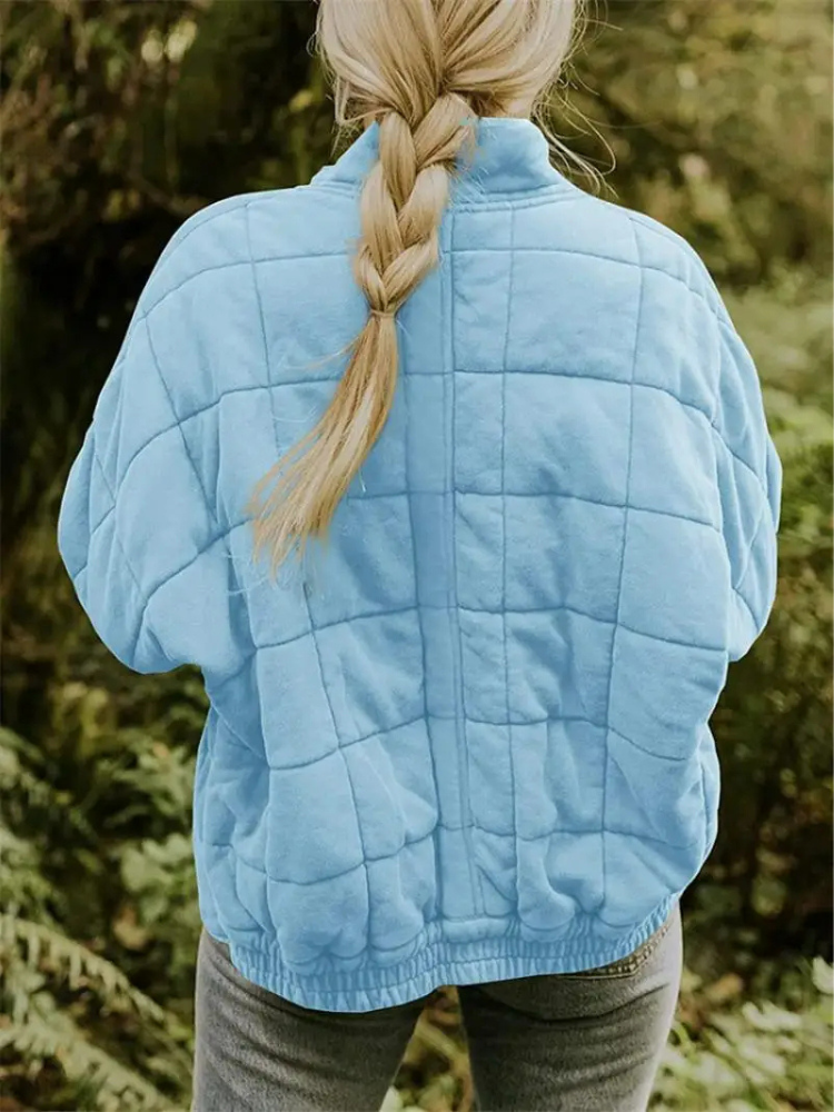 Irina | Quilted Stand Collar Zip-Front Jacket for Women