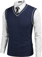 Aurelio | Striped V-Neck Cable Knit Sweater Vest for Men
