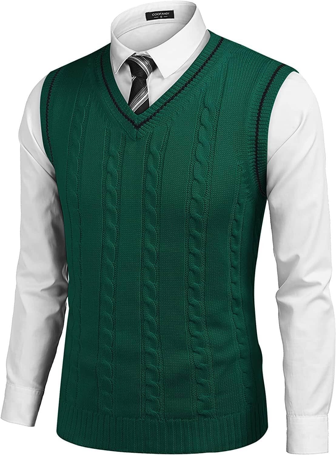 Aurelio | Striped V-Neck Cable Knit Sweater Vest for Men
