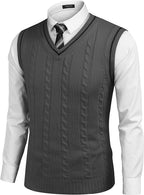 Aurelio | Striped V-Neck Cable Knit Sweater Vest for Men