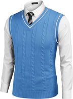 Aurelio | Striped V-Neck Cable Knit Sweater Vest for Men