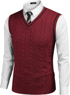 Aurelio | Striped V-Neck Cable Knit Sweater Vest for Men