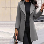 Nadalyn | Double-Breasted Longline Coat with Notch Collar for Women