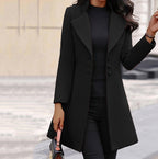 Nadalyn | Double-Breasted Longline Coat with Notch Collar for Women