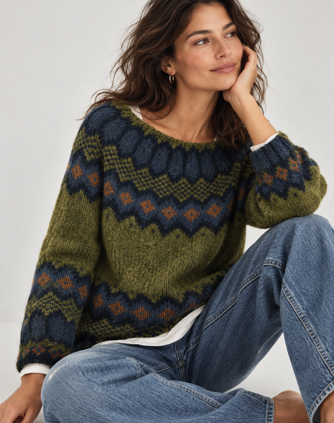 Esme | Patterned Fair Isle Sweater with Ribbed Cuffs for Women