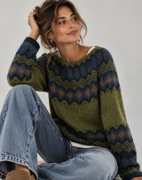 Esme | Patterned Fair Isle Sweater with Ribbed Cuffs for Women