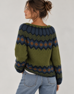 Esme | Patterned Fair Isle Sweater with Ribbed Cuffs for Women