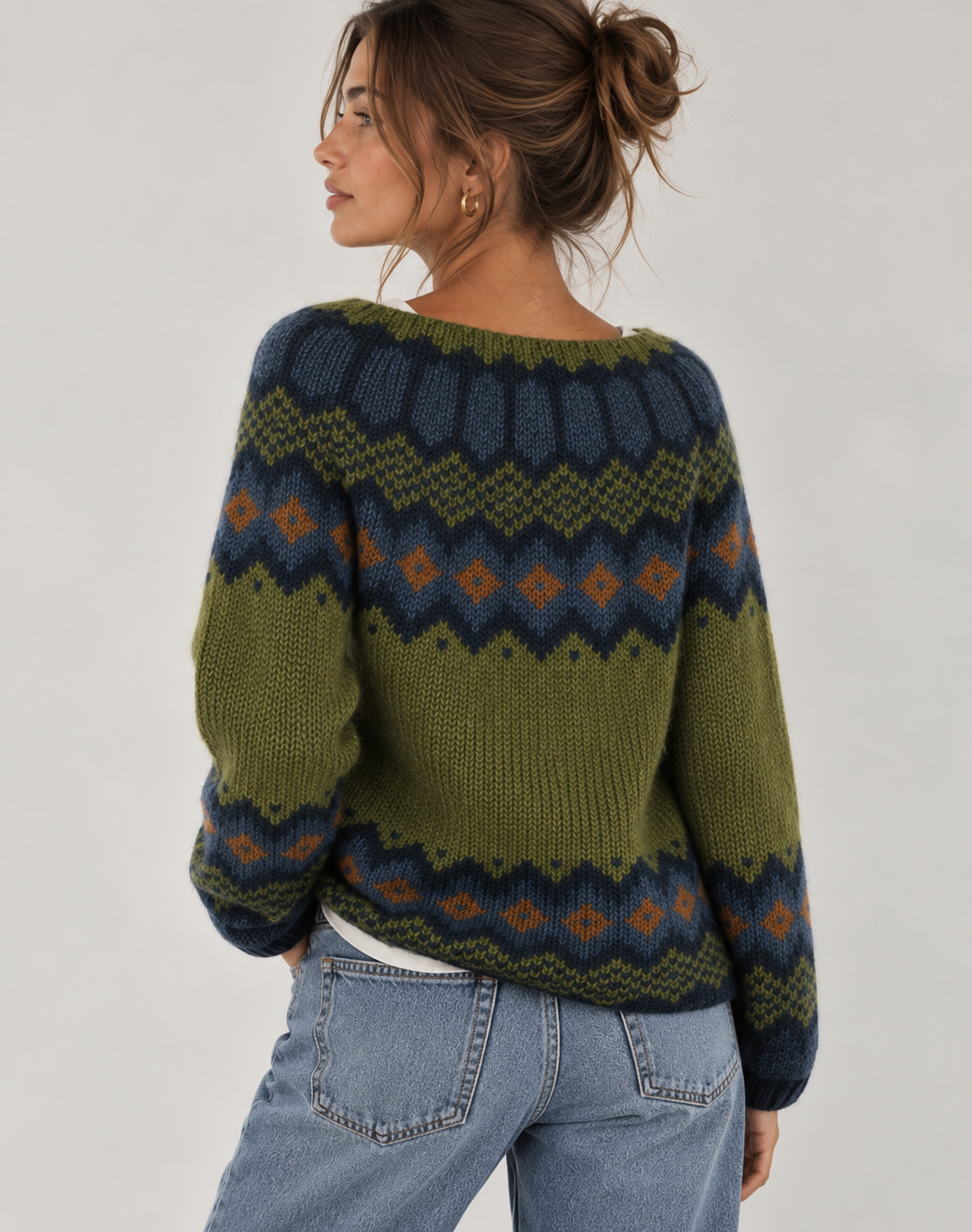 Esme | Patterned Fair Isle Sweater with Ribbed Cuffs for Women