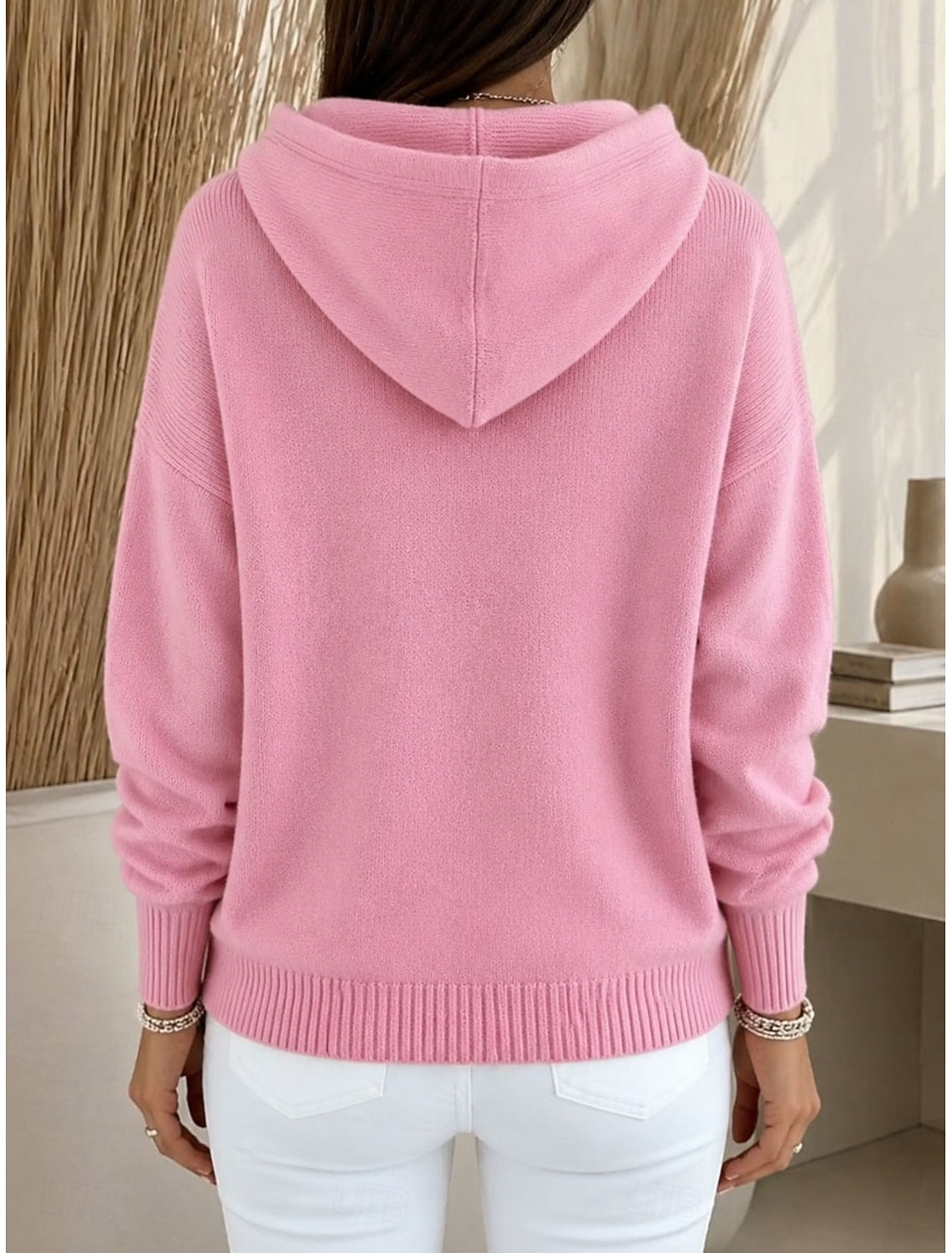 Elise | Ribbed Knit Zip-Front Hooded Cardigan for Women