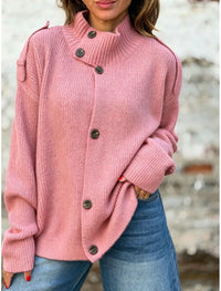 Johanna | Ribbed Stand Collar Button-Front Cardigan for Women
