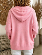 Elin | Ribbed Knit Zip-Up Hooded Cardigan for Women