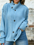 Johanna | Ribbed Stand Collar Button-Front Cardigan for Women