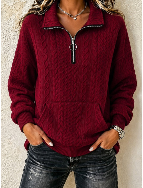 Elisa | Cable Knit Quarter-Zip Cardigan Pullover for Women
