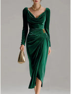 Enid | Draped Cowl Neck Sheath Cocktail Dresses for Women