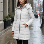 Leah | Quilted Mid-Length Puffer Jacket with Hood for Women