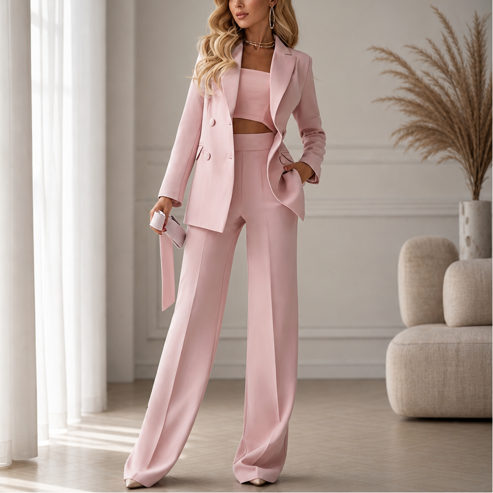 Elowena Notch Lapel Blazer and Trouser Set for Women