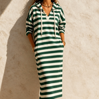 Althea | Striped Hooded Maxi Dress with Pockets for Women