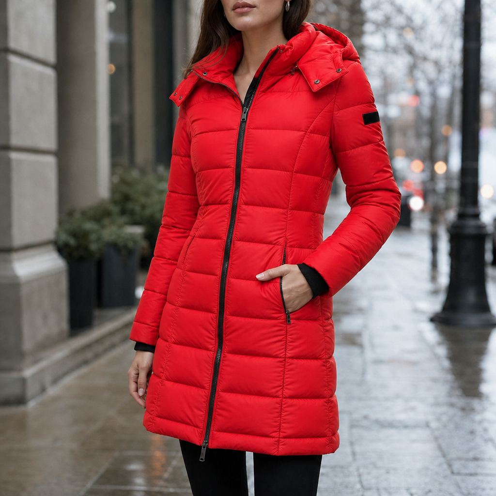 Leah | Quilted Mid-Length Puffer Jacket with Hood for Women