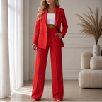 Elowena Notch Lapel Blazer and Trouser Set for Women