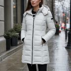 Leah | Quilted Mid-Length Puffer Jacket with Hood for Women