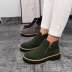 Allegra Square-Heel Zip-Up Ankle Boots for Women