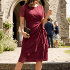 Aline Twist-Waist Ruffle Midi Dress for Women