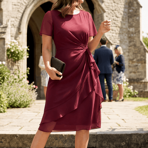 Aline Twist-Waist Ruffle Midi Dress for Women