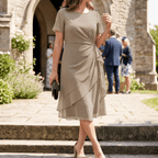 Aline Twist-Waist Ruffle Midi Dress for Women