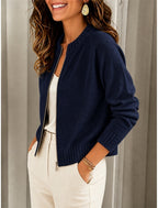 Jolien | Cropped Ribbed Zip-Up Cardigan for Women