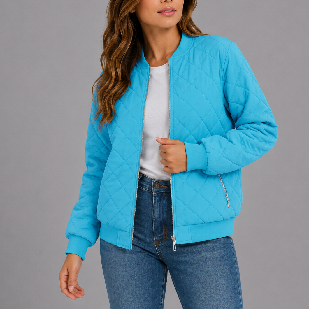 Lauretta | Quilted Bomber Jacket with Ribbed Trim for Women