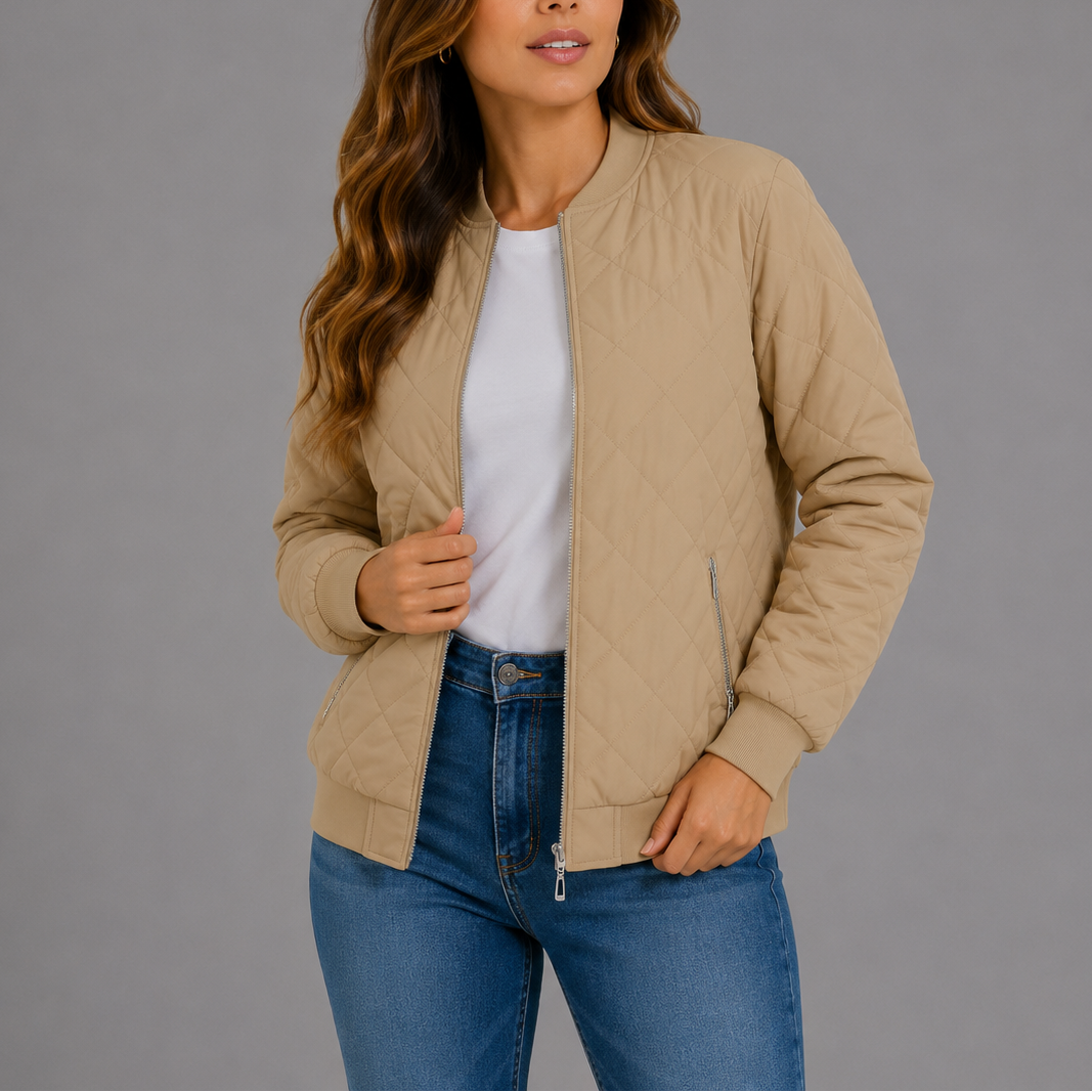 Lauretta | Quilted Bomber Jacket with Ribbed Trim for Women