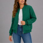 Lauretta | Quilted Bomber Jacket with Ribbed Trim for Women