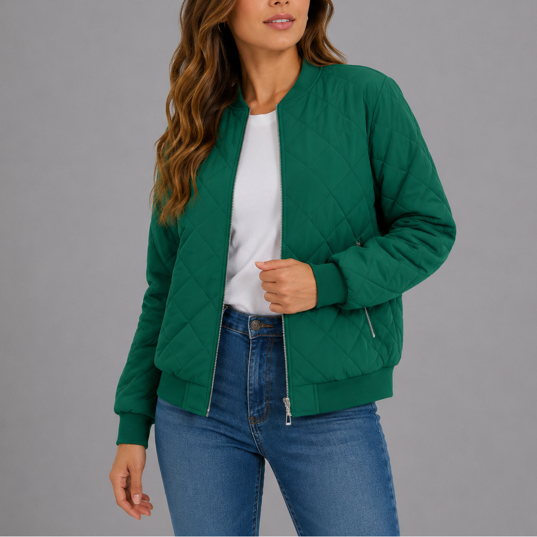 Lauretta | Quilted Bomber Jacket with Ribbed Trim for Women