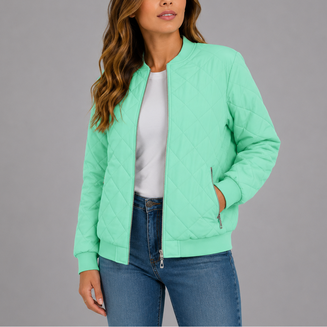 Lauretta | Quilted Bomber Jacket with Ribbed Trim for Women